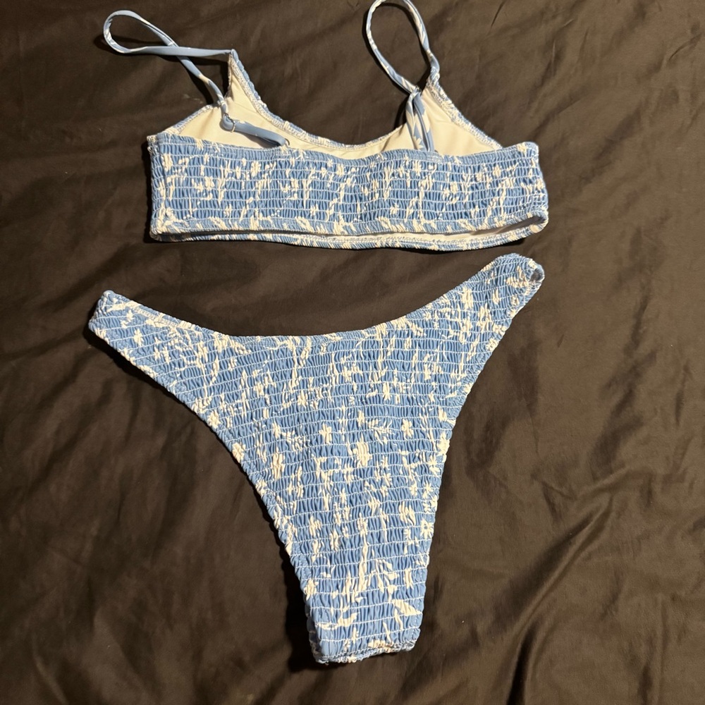 Blue ribbed bikini size M - Picture 2 of 3
